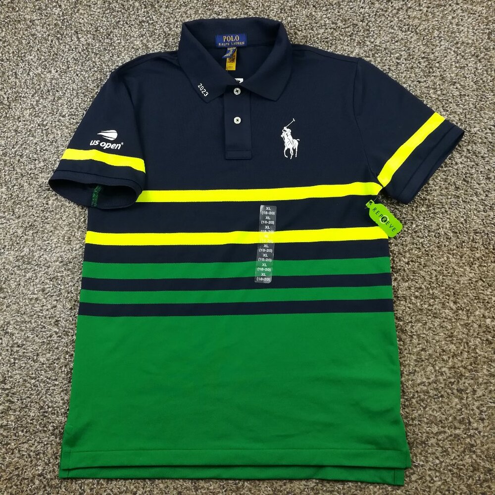 NWT Polo Ralph Lauren 2023 US Open Shirt Tennis Big Pony Performance Youth XL